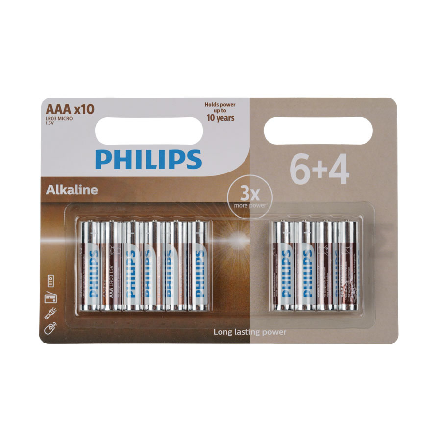 Μπαταρίες Αλκαλικές Philips ΑΑA (6+4 τεμ.)